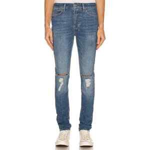 Ksubi NWT Men's Van Winkle Blazed Trashed Skinny Jeans Size 32 Mid Rise Blue